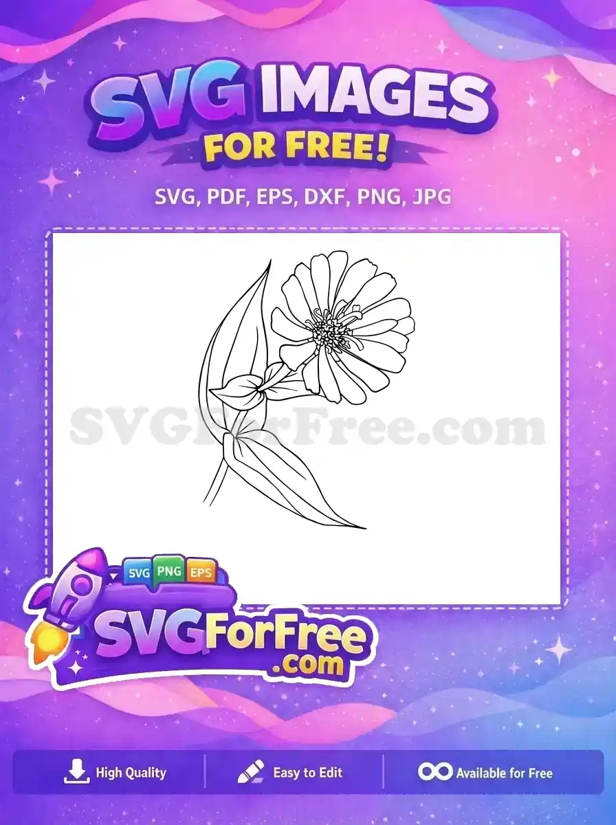 Free Zinnia Outline Free Simple Leaves Flower Free SVG