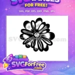 Free Black Petals Free White Center Flower Free SVG - Instant Download