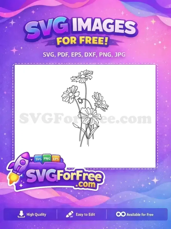 Free Detailed Coreopsis Free Flower Stamp Floral Design Free SVG