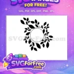 Free Leaf Frame Free Black Branches Flower Stamp Free SVG - Instant Download