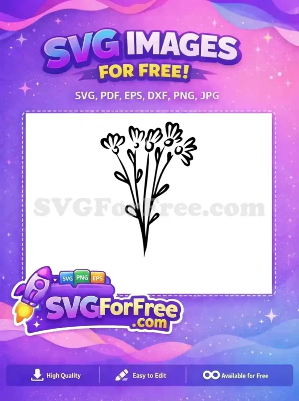 Free Black Outline Flower Free Floral Bouquet Stamp Free SVG Free Black Outline Flower Free Floral Bouquet Stamp Free SVG