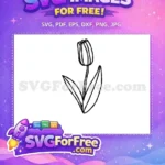 Free Tulip Flower Stamp Free Floral Outline Spring Free SVG - Instant Download