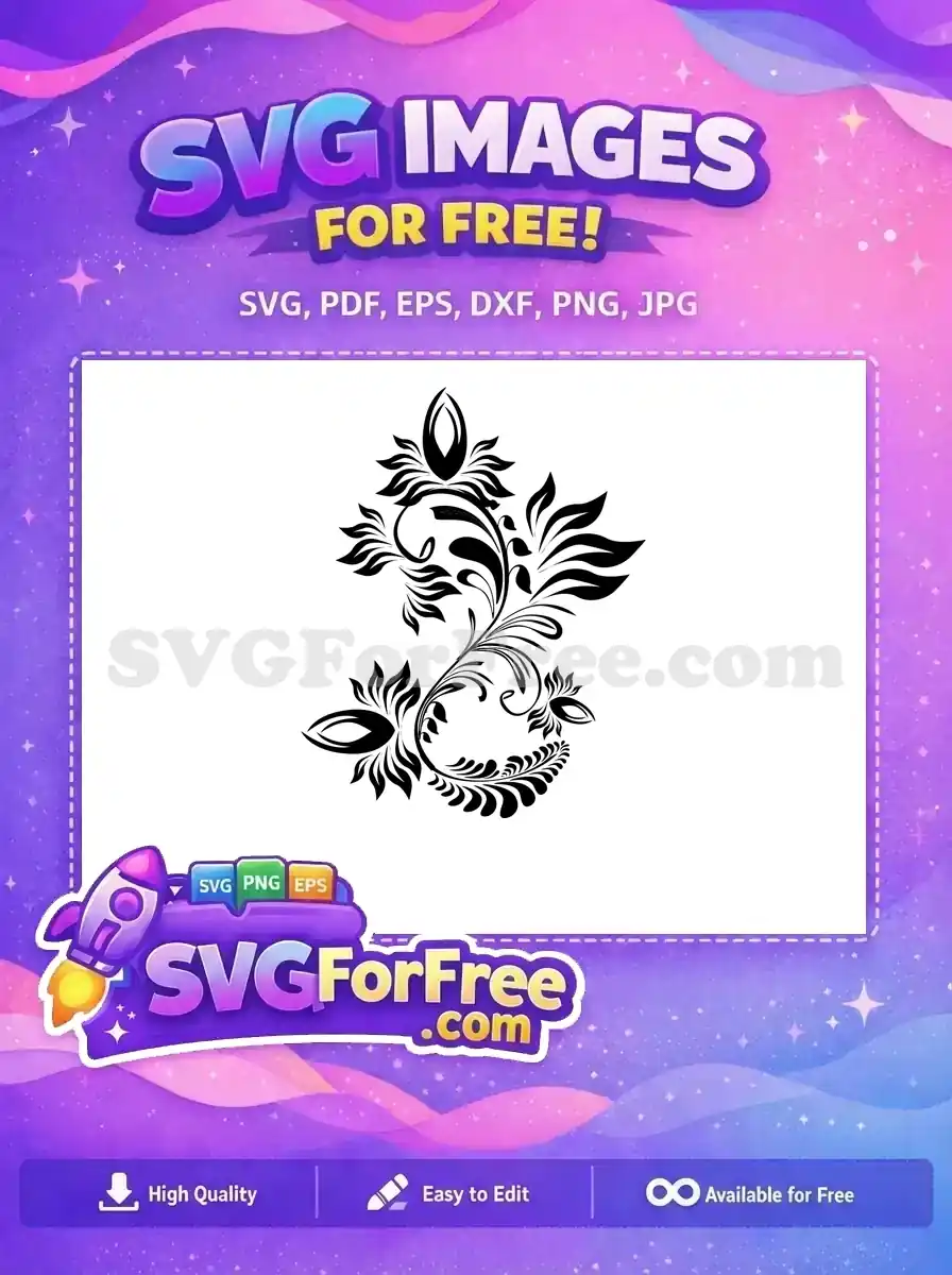 Free Detailed Floral Swirl Free Flower Stamp Floral Free SVG