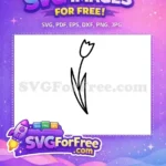 Free Black Outline Tulip Free Flower Stamp Spring Free SVG - Instant Download