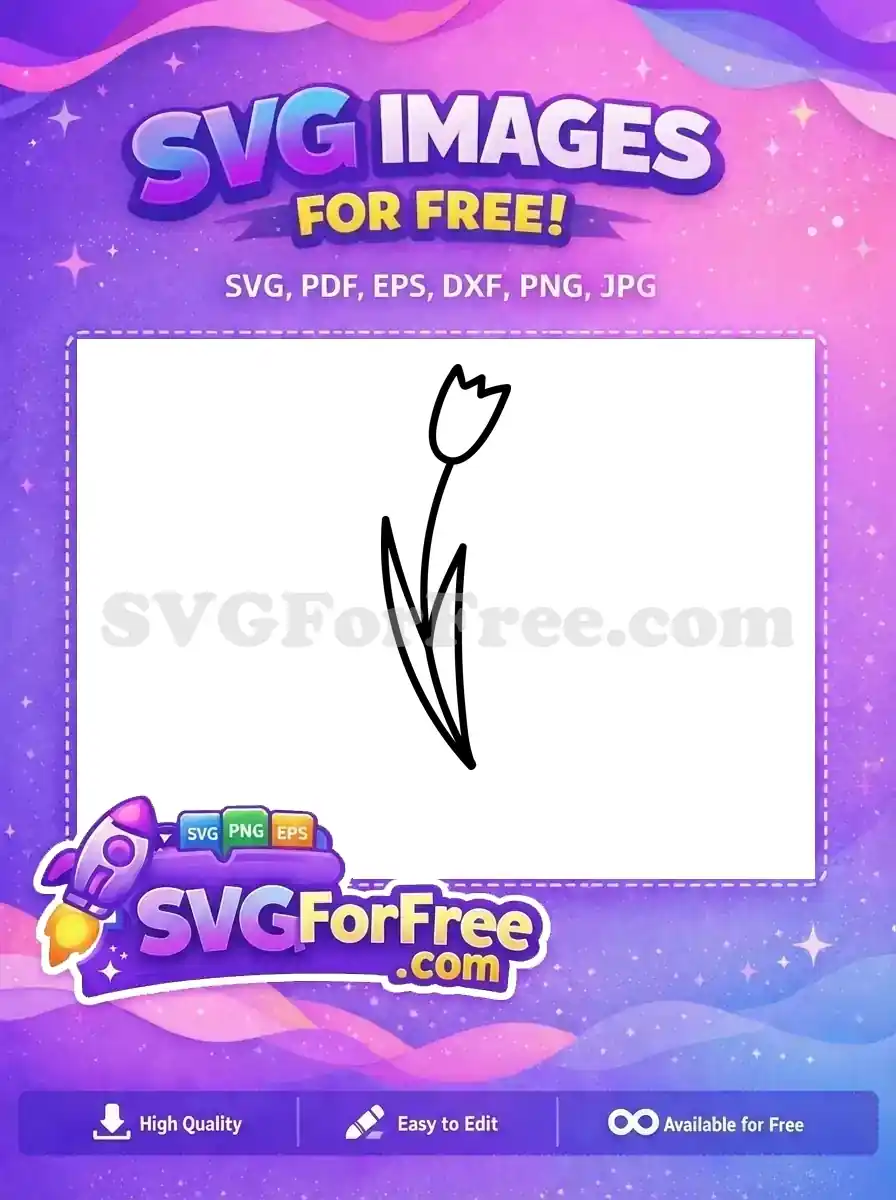 Free Black Outline Tulip Free Flower Stamp Spring Free SVG