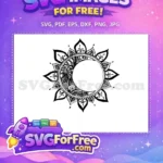 Free Crescent Mandala Free Floral Details Moon Free SVG - Instant Download