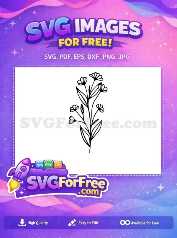 Free Floral Outline Free Black Flowers Category 1 Free SVG