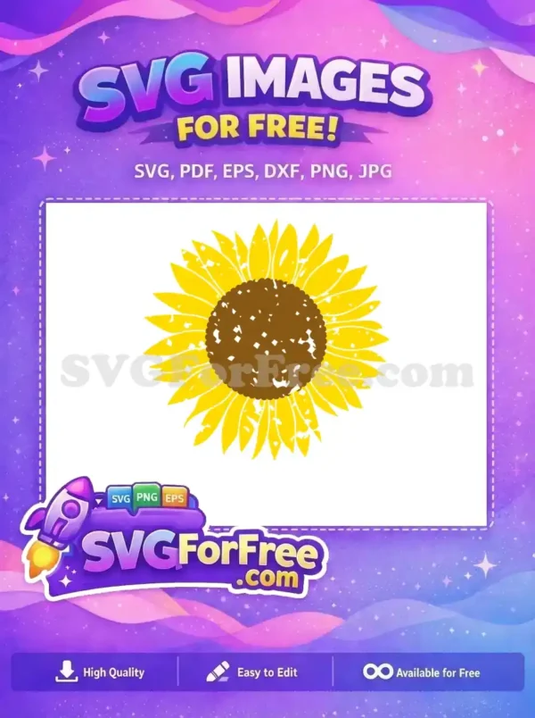 Free Distressed Sunflower Free Yellow Petals Flowers Free SVG