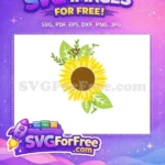 Free Yellow Sunflower Free Green Leaves Flowers Free SVG - Instant Download