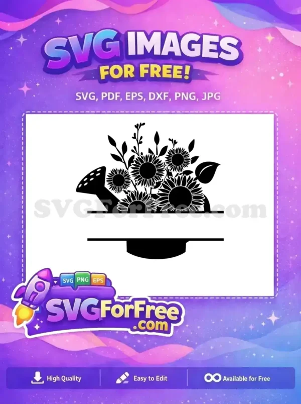 Free Sunflower Garden Free Watering Can Flowers Free SVG