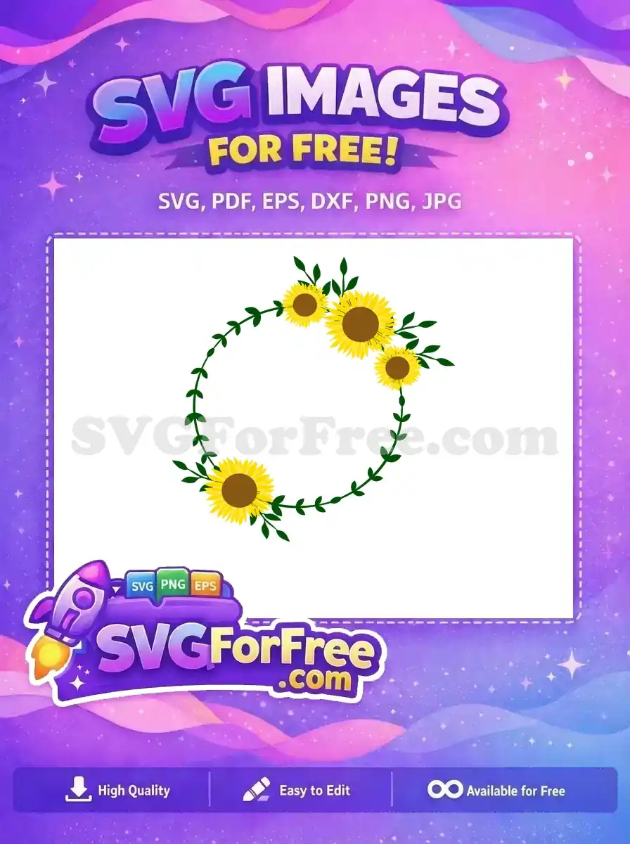 Free Yellow Petals Free Green Leaves Floral Wreath Free SVG