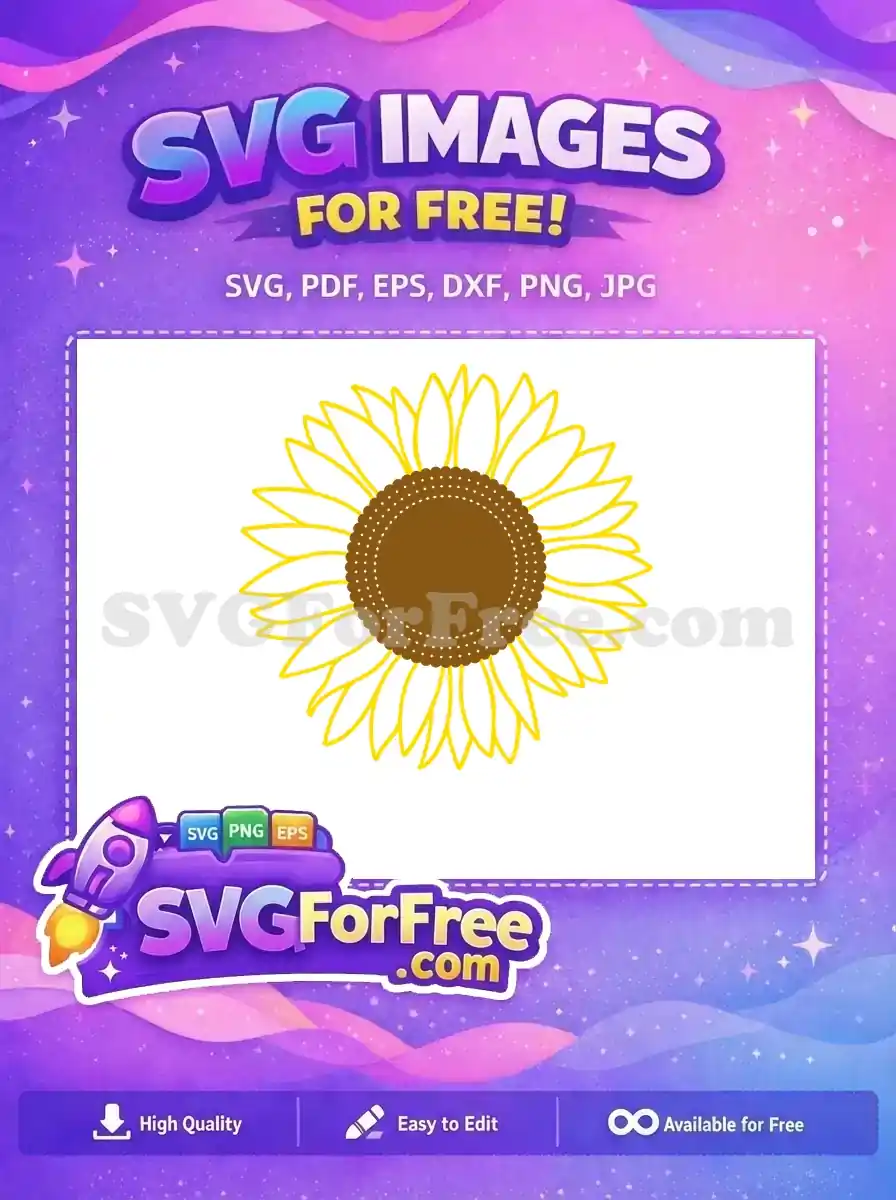 Free Yellow Petals Free Brown Center Flowers Free SVG 7