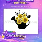 Free Watering Can Free Yellow Sunflower Bouquet Flowers Free SVG - Instant Download