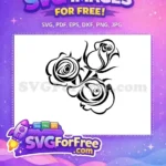 Free Black Roses Free Floral Outline Flowers Free SVG - Instant Download