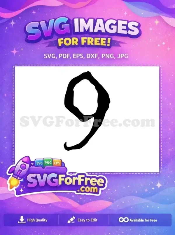 Free Black Number Nine Free Fonts Number Free SVG 1