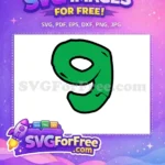 Free Green Number Nine Free Bold Outline Fonts Free SVG - Instant Download
