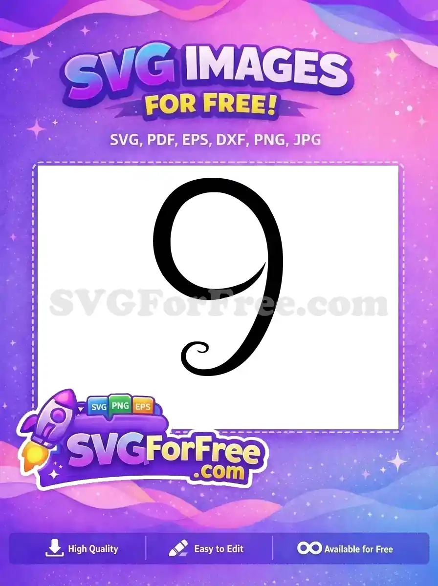 Free Swirling Number Free Nine Fonts Number Free SVG