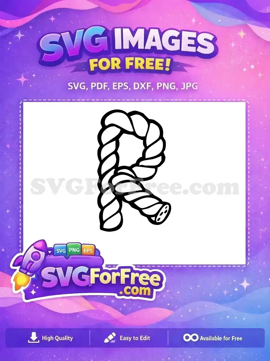 Free Black Rope Letter R Free Fonts Alphabet Free SVG