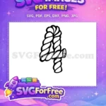 Free Number Four Font Free Bold Line Art Free SVG - Instant Download