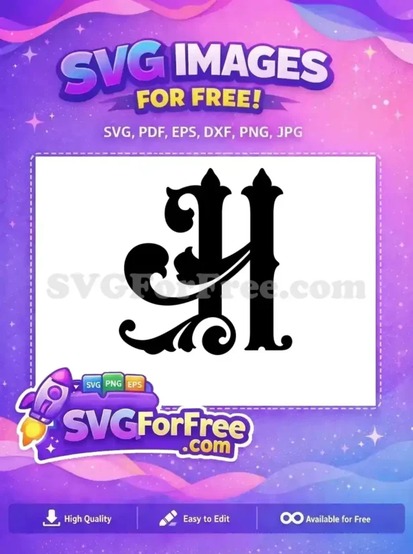 Free Ornate Letter H Free Black Font Alphabet Free SVG