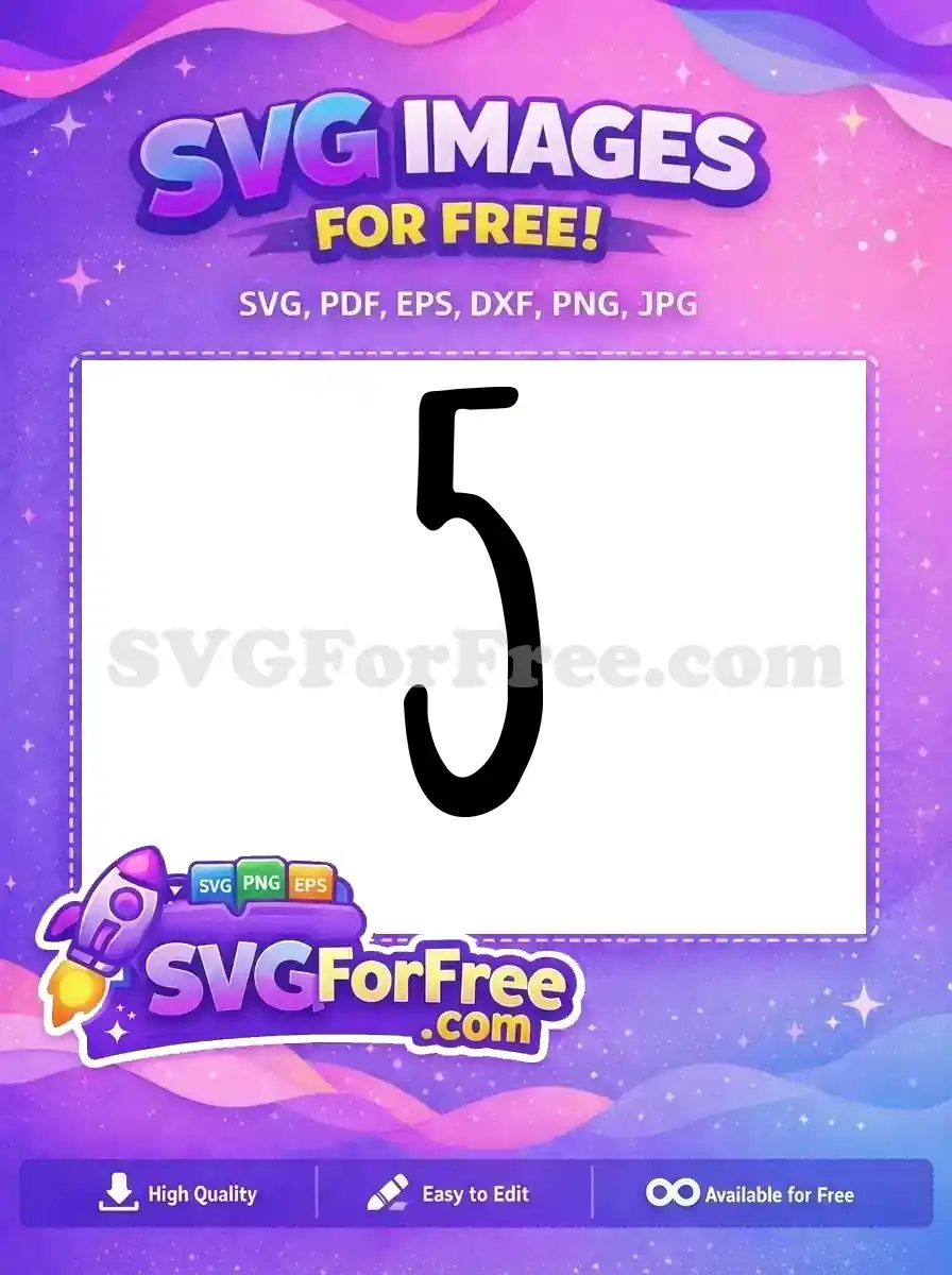 Free Black Number Five Free Bold Fonts Free SVG