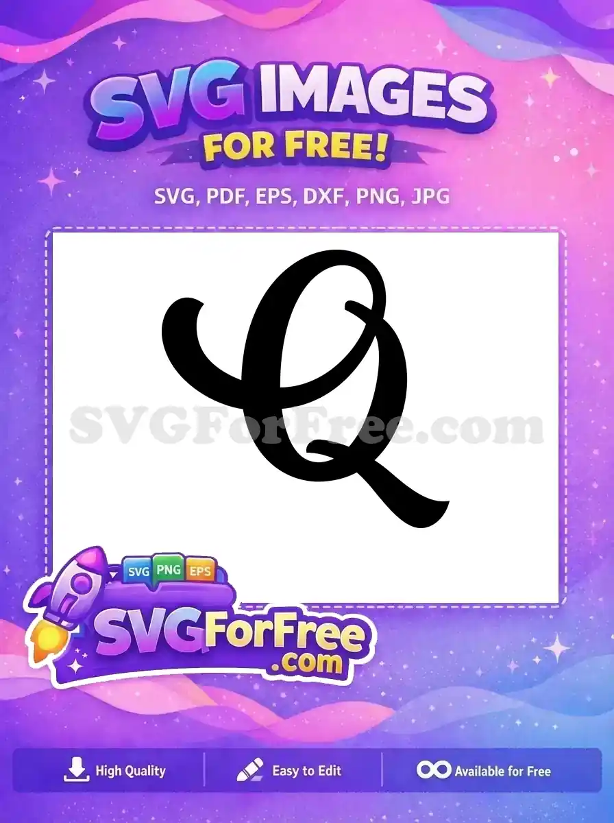 Free Letter Q Bold Free Calligraphy Font Free SVG