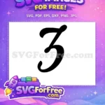 Free Black Number Three Free Font Number Free SVG 1 - Instant Download