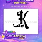 Free Ornate Letter K Free Black Font Initial Free SVG - Instant Download