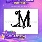 Free Ornate Letter M Free Black Font Initial Free SVG - Instant Download