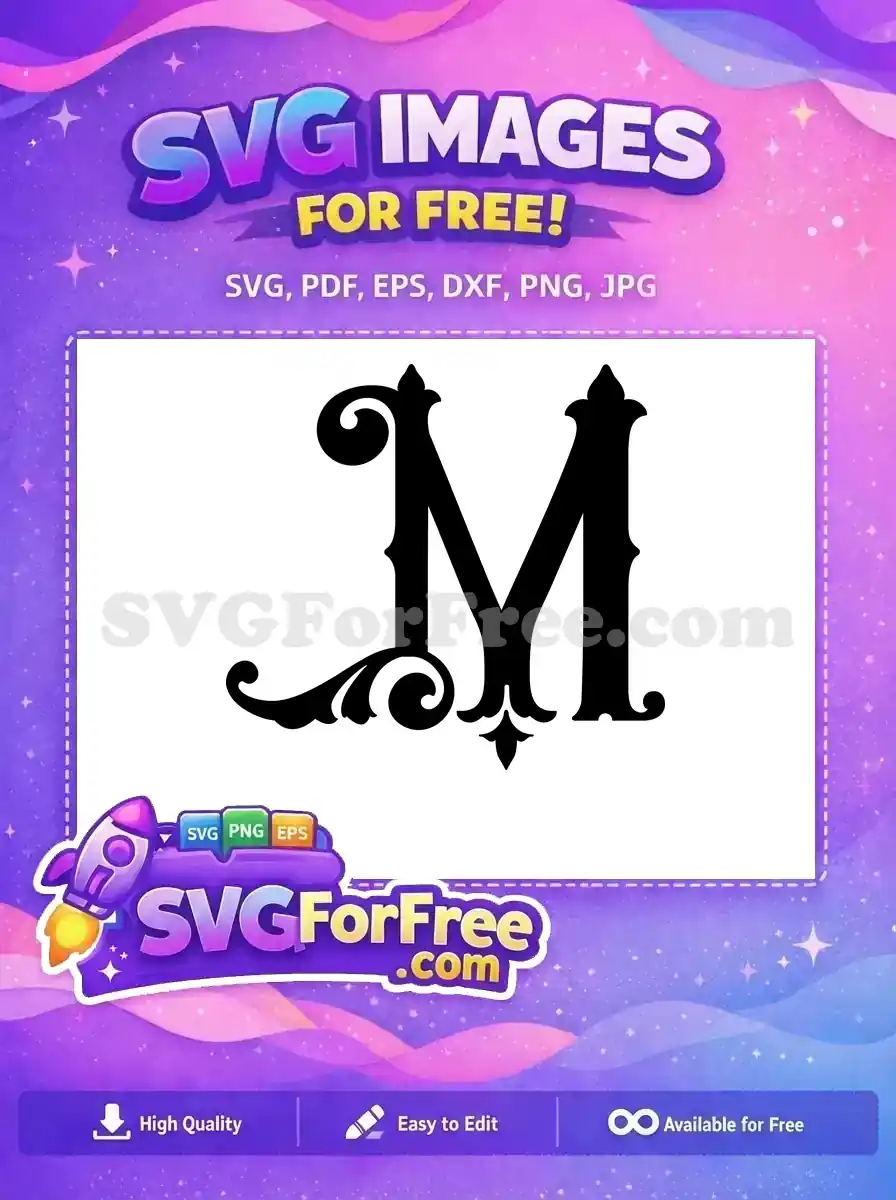 Free Ornate Letter M Free Black Font Initial Free SVG
