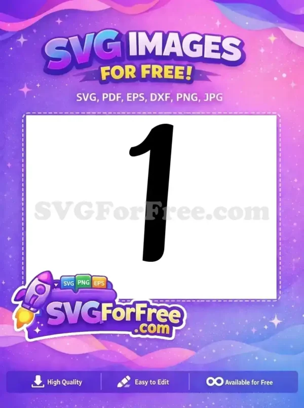 Free Black Bold Number One Free Font Silhouette Free SVG