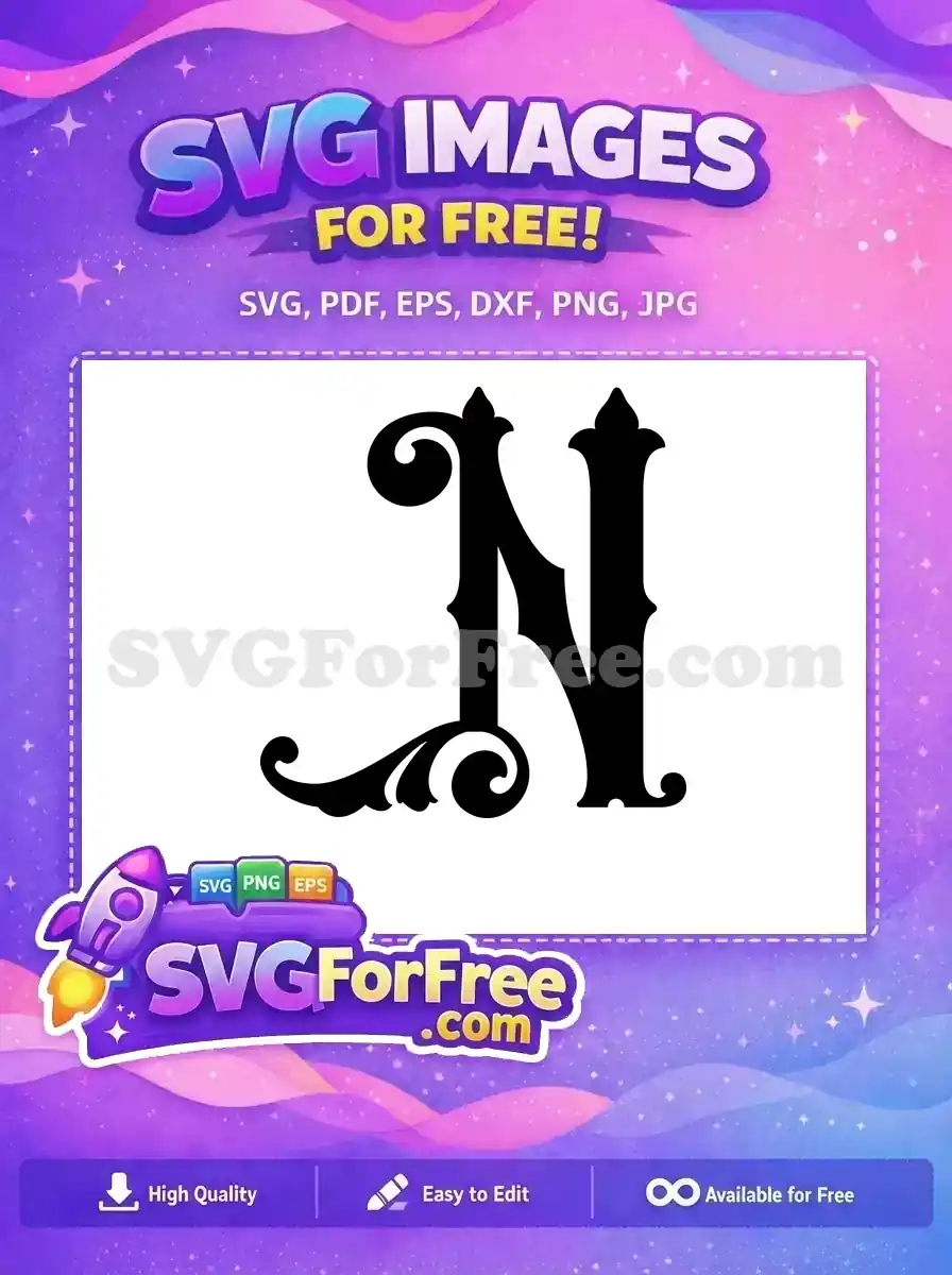 Free Swirl Accent Free Letter N Initial Fonts Free SVG 1