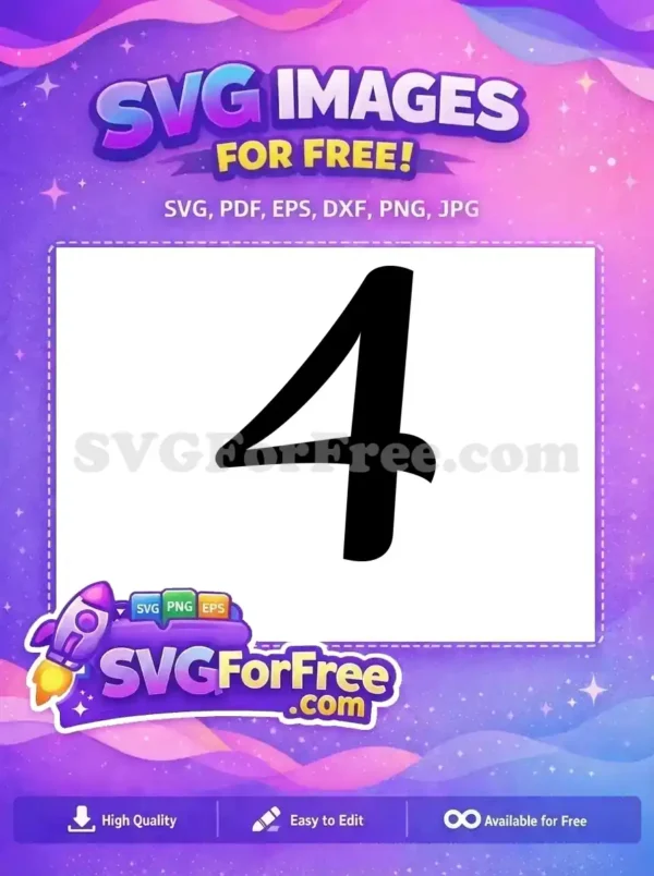 Free Black Number Four Free Bold Font Number Free SVG