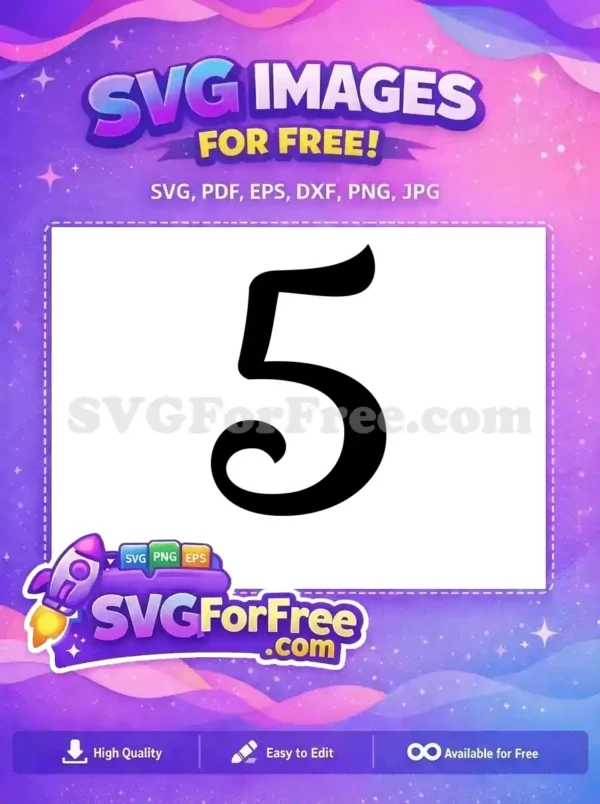 Free Black Number Five Free Bold Font Free SVG 2