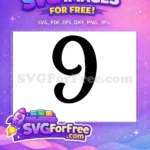 Free Black Number Nine Free Fonts Number Nine Free SVG - Instant Download