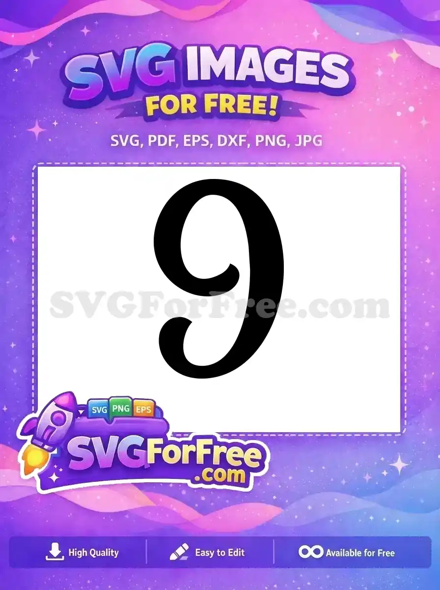 Free Black Number Nine Free Fonts Number Nine Free SVG