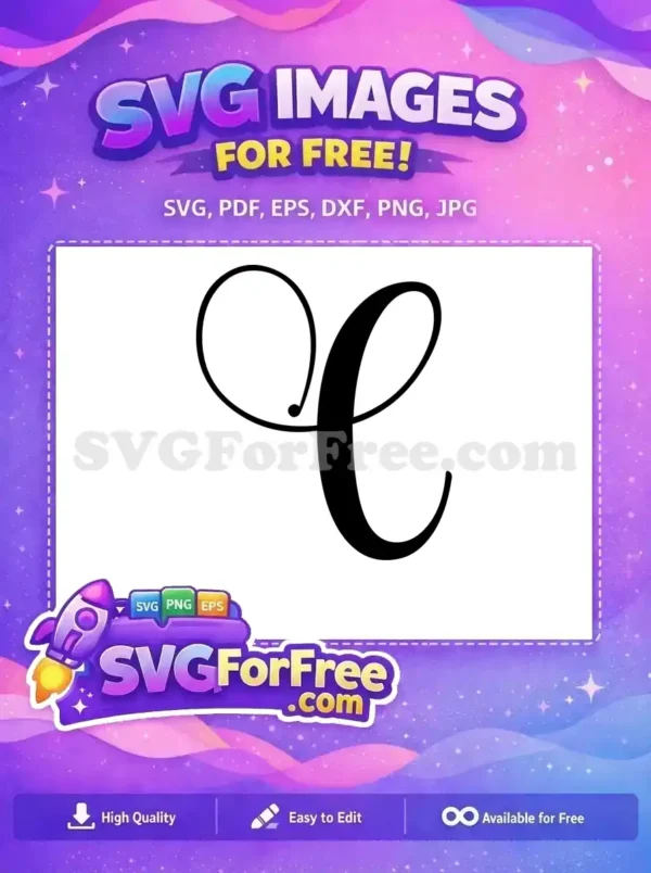 Free Black Letter C Free Elegant Calligraphy Initial Free SVG