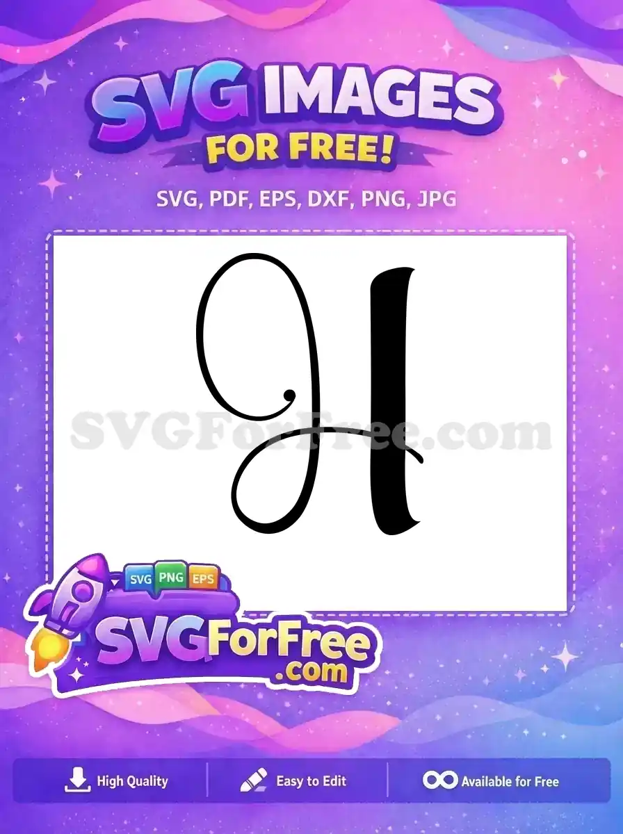 Free Black Letter H Free Elegant Calligraphy Initial Free SVG