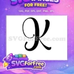Free Letter K Font Free Black Monogram Initial Free SVG - Instant Download