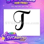 Free Black Letter T Free Swirl Font Alphabet Free SVG - Instant Download