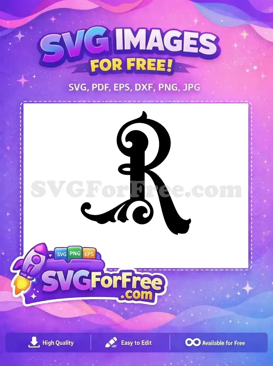 Free Letter R Free Black Swirls Fonts Free SVG