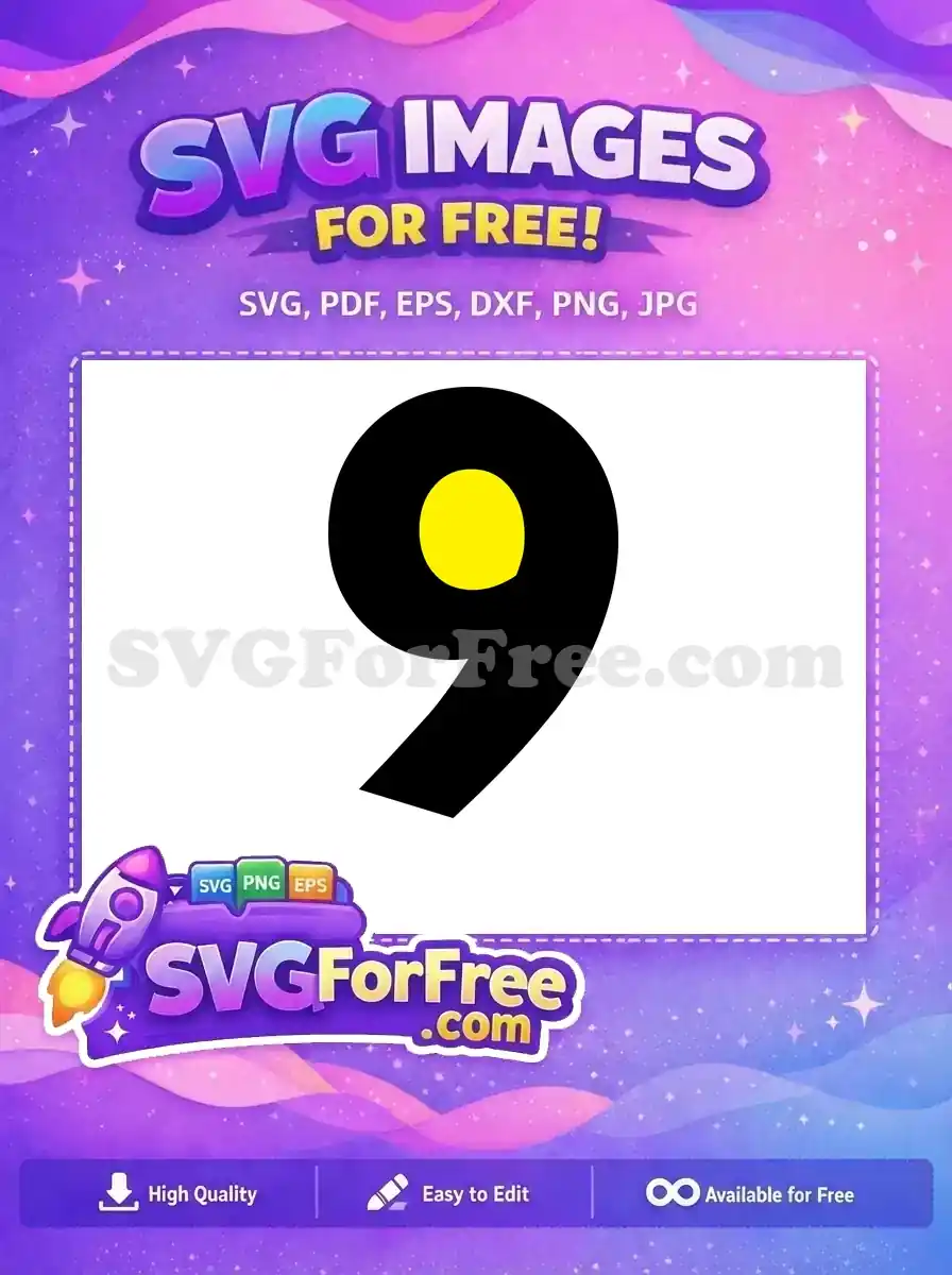 Free Black Number Nine Free Yellow Circle Fonts Free SVG 2
