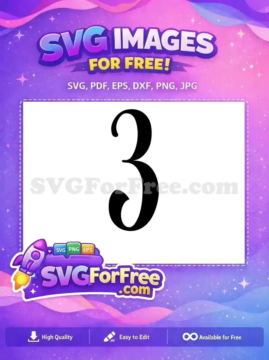 Free Black Bold Three Free Number Fonts Free SVG 1