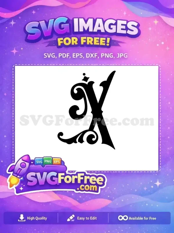 Free Letter X Floral Free Monogram Initial Fonts Free SVG