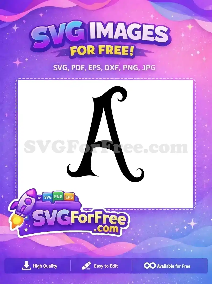 Free Swirly Letter A Free Black Font Alphabet Free SVG