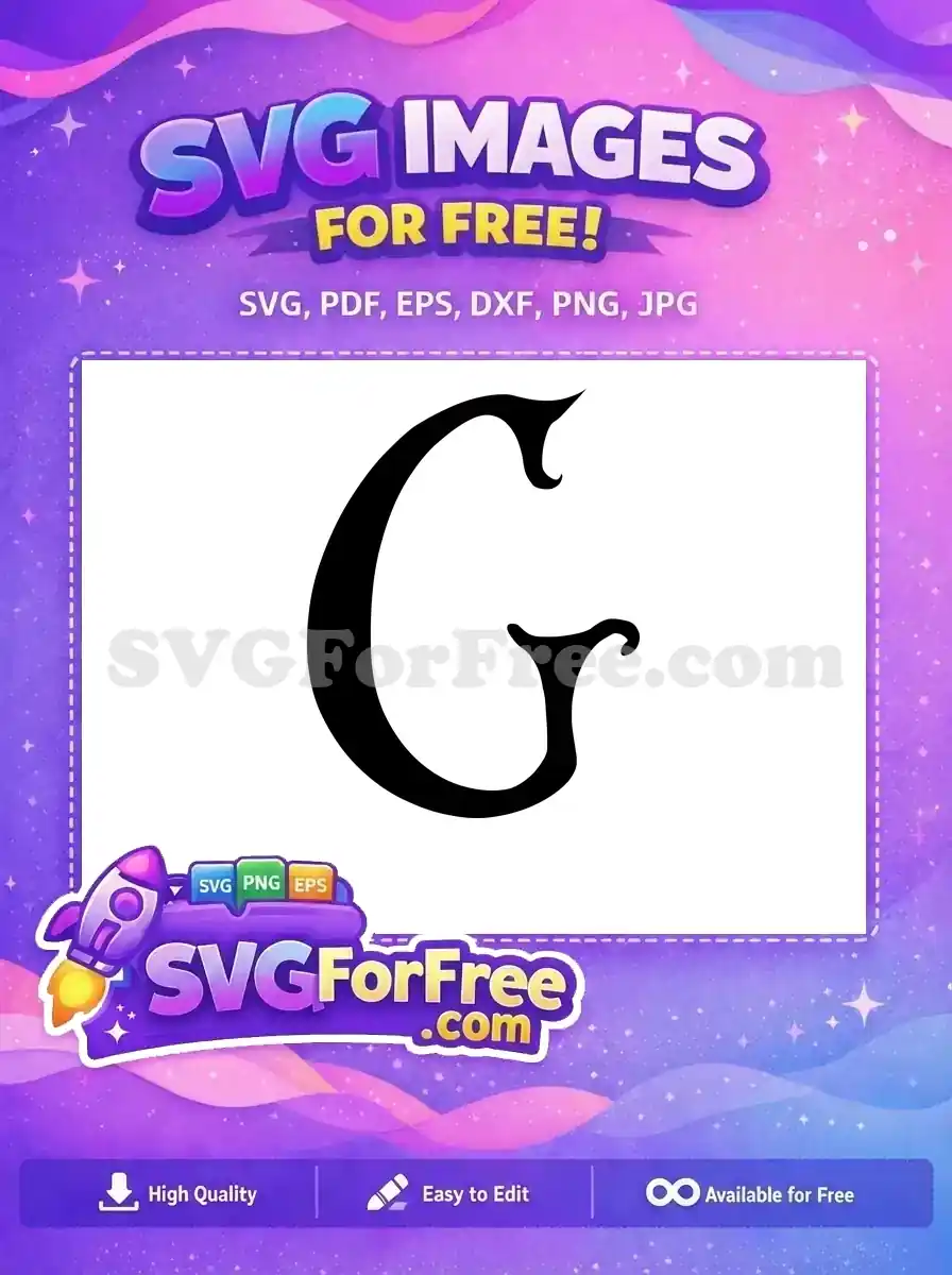 Free Curvy Black Letter G Free Alphabet Initial Fonts Free SVG