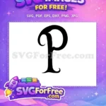 Free Swirly Letter P Free Black Font Initial Free SVG - Instant Download