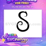 Free Letter S Black Free Swirl Initial Monogram Free SVG - Instant Download