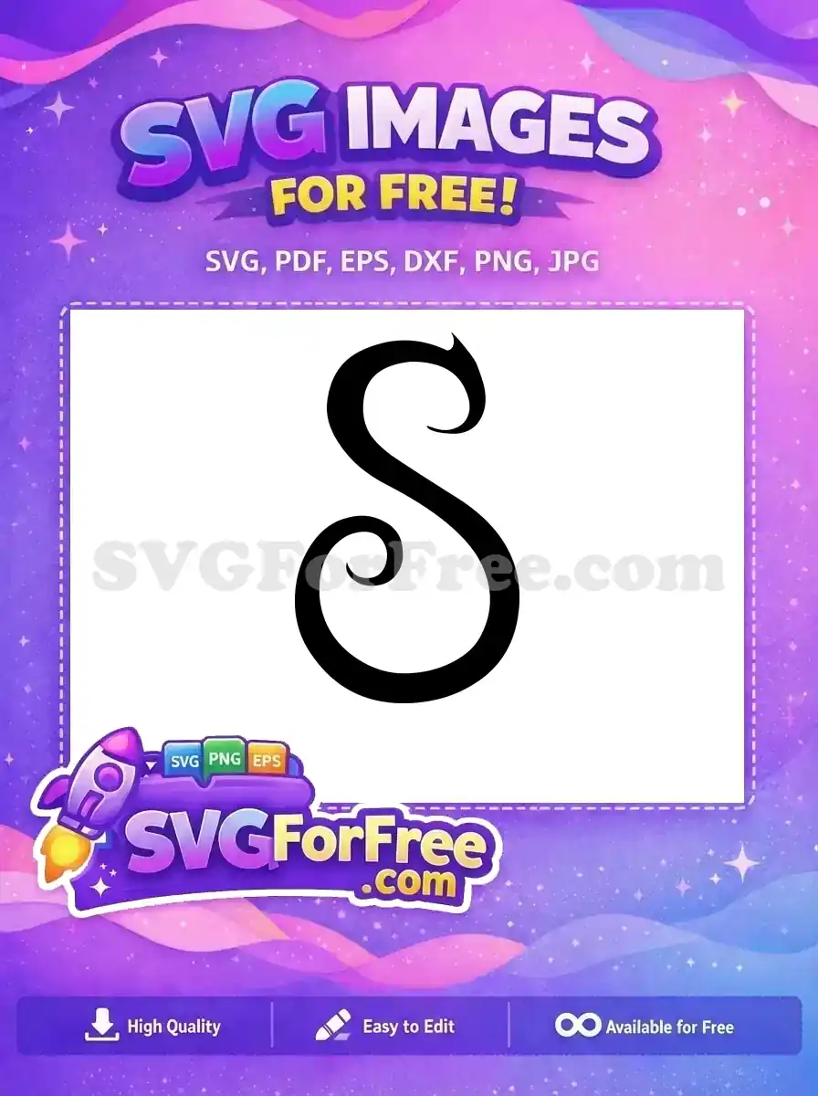 Free Letter S Black Free Swirl Initial Monogram Free SVG