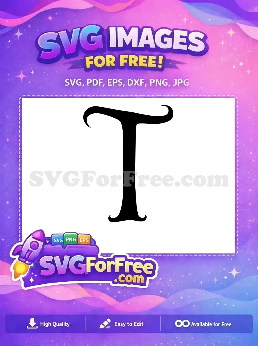 Free Black Letter T Free Curled Design Fonts Free SVG